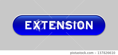 Blue color capsule shape button with word extension on gray background Blue color capsule shape button with word extension on gray background 137826610