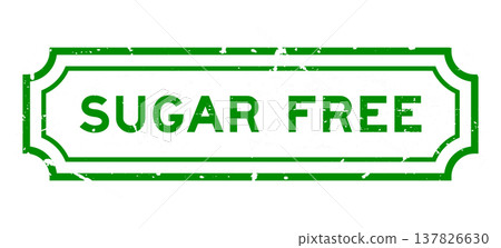 Grunge green sugar free word rubber seal stamp on white background 137826630