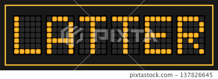Orange color led banner in word latter on black background 137826645