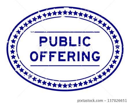 Grunge blue public offering word oval seal stamp on white background Grunge blue public offering word oval seal stamp on white background 137826651