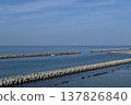 Tetrapod breakwater and coastline in a vertical orientation 137826840