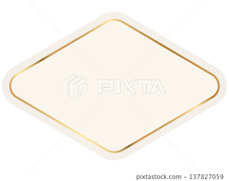Elegant frame of vintage decorative label. Classic decorative badge with elegant gold frame and beige background. Vector illustration for premium packaging 137827059