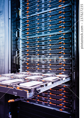 server cabinet with open hard disk cluster tray server cabinet with open hard disk cluster tray 137827235