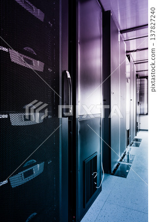 row of sever racks with perspective projection row of sever racks with perspective projection 137827240