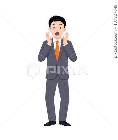 A young businessman is surprised. 137827649