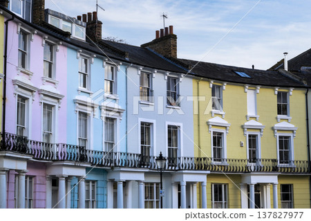 Multicoloured London terraced houses at Primrose Hill 137827977