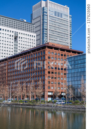 Tokyo: Marunouchi office district along the moat. Tokyo: Marunouchi office district along the moat. 137828060