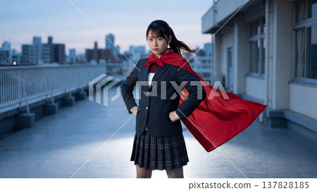 一個披著斗篷的高中女生 137828185