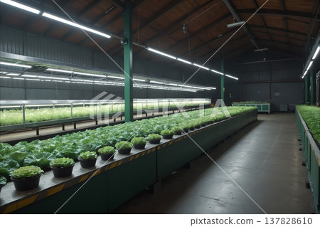 利用LED照明在室內植物工廠種植生菜(智慧農業、食品問題、技術) 利用LED照明在室內植物工廠種植生菜(智慧農業、食品問題、技術) 137828610