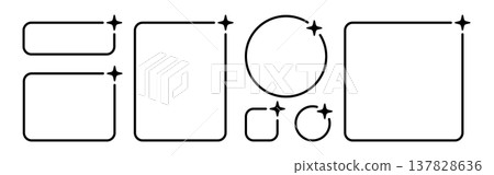 AI star rectangle, square and circle frames set. Artificial intelligence border. Technology box. Neural network digital bar with magic smart star. Vector illustration isolated on white background 137828636