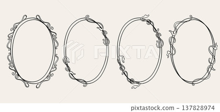 Baroque Vintage Wedding Frame Line Decoration Collection.Vector Illustration 137828974