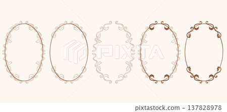 Baroque Ellipse Vintage Wedding Frame Line Decoration.Vector Illustration Baroque Ellipse Vintage Wedding Frame Line Decoration.Vector Illustration 137828978