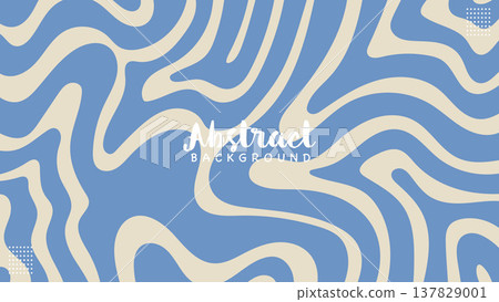 Abstract Horizontal with blue waves in style retro 60s, 70s background. Trendy minimal wavy design in pastel colors.Vector illustration Abstract Horizontal with blue waves in style retro 60s, 70s background. Trendy minimal wavy design in pastel colors.Vector illustration 137829001