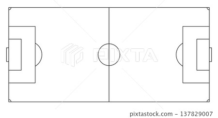 Soccer Football Stadium Pitch Field Line Outline Plan for World Cup Competition.Vector Illustration Soccer Football Stadium Pitch Field Line Outline Plan for World Cup Competition.Vector Illustration 137829007