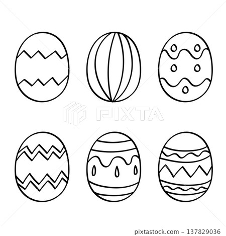 Easter Egg Doodle Line Collection for Easter Day Elements.Vector Illustration Easter Egg Doodle Line Collection for Easter Day Elements.Vector Illustration 137829036