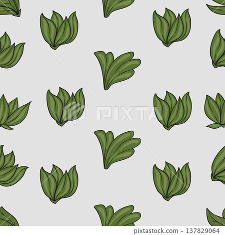 Seamless Pattern Green Leaves Hand Drawn for Tropical Nature Background.Vector Illustration Seamless Pattern Green Leaves Hand Drawn for Tropical Nature Background.Vector Illustration 137829064