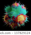 Vibrant Colorful Abstract Burst Explosion 3D Digital Art Multicolor Spiky Paint Splash On Black 137829124