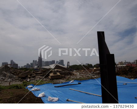 A scene documenting the demolition work at the former National Stadium site. A scene documenting the demolition work at the former National Stadium site. 137829430