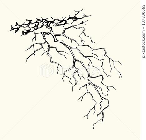 Vector drawing. Lightning in the clouds 137830665