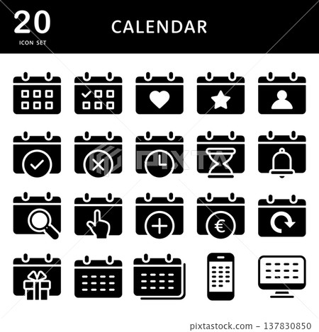 Calendar Silhouette Icon Set Calendar Silhouette Icon Set 137830850