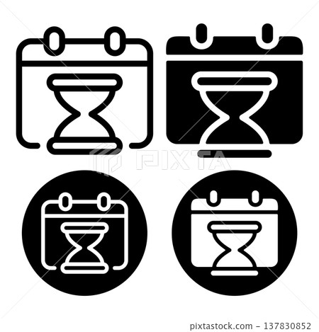 Hourglass Calendar Icon Set Hourglass Calendar Icon Set 137830852