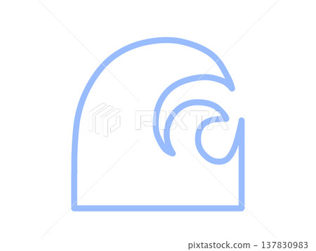 海嘯圖標，簡潔，藍色 137830983