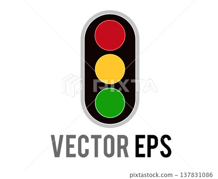 Traffic light flat icon with red, yellow, and green signals illuminated 137831086