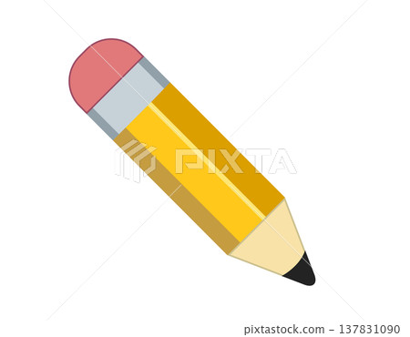 Classic yellow pencil flat icon with pink eraser and graphite tip Classic yellow pencil flat icon with pink eraser and graphite tip 137831090