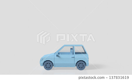 Minimal Blue Low Poly Compact Car 3D Model 137831619