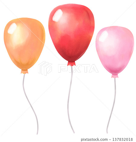 Simple watercolor illustration of balloons (warm colors) 137832018
