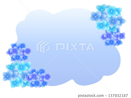 藍色繡球花雲狀邊框、留言框、標題列、透明圖像 藍色繡球花雲狀邊框、留言框、標題列、透明圖像 137832187