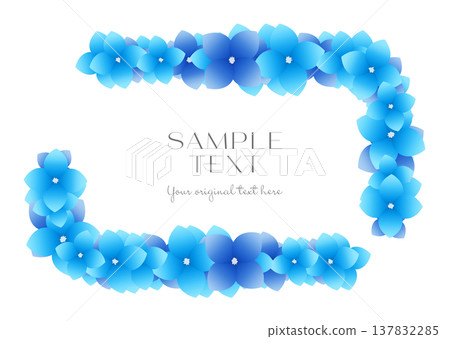 Blue hydrangea corner frame, L-shaped design, corner ornament, transparent image 137832285