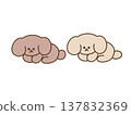 An illustration of cute dogs relaxing side by side. 137832369