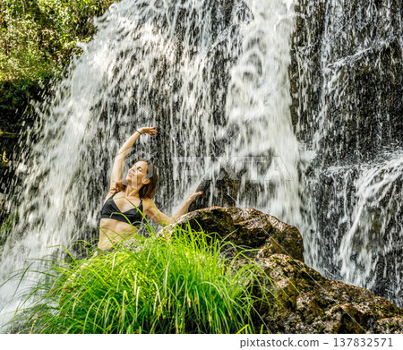 Cool Woman in Nature with Scarf Cool Woman in Nature with Scarf 137832571