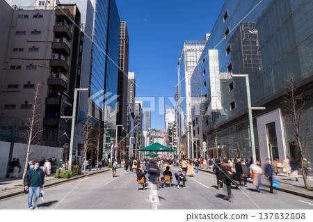 Ginza cityscape, Tokyo - canyons of skyscrapers Ginza cityscape, Tokyo - canyons of skyscrapers 137832808