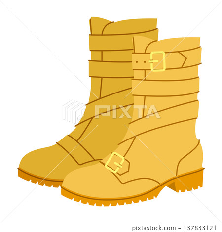 Yellow biker strap boot women color pair. Triple buckle block heel boot for city walk party statement outfit. Technical Yellow biker strap boot women color pair. Triple buckle block heel boot for city walk party statement outfit. Technical 137833121