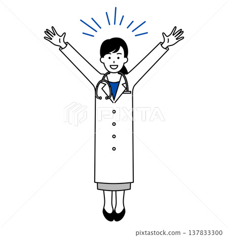 Female doctor cheering (full body) Female doctor cheering (full body) 137833300