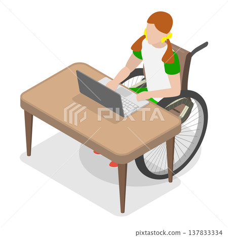 3D Isometric Flat Vector Illustration of Awareness and Inclusion in Childhood, Engaging Special Needs Students In Educational And Recreational Activities. Item 3 3D Isometric Flat Vector Illustration of Awareness and Inclusion in Childhood, Engaging Special Needs Students In Educational And Recreational Activities. Item 3 137833334