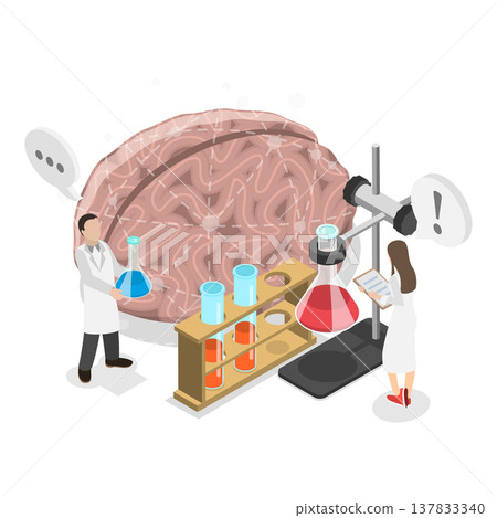 3D Isometric Flat Vector Illustration of Brain Neurological Health, Concept Of Research In Neurology Science. Item 2 137833340