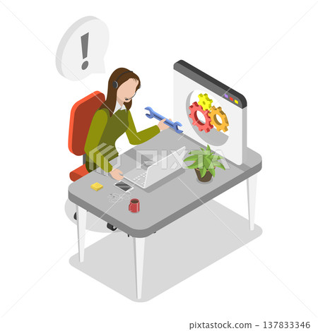 3D Isometric Flat Vector Illustration of Consulting Services, Software Support. Item 1 3D Isometric Flat Vector Illustration of Consulting Services, Software Support. Item 1 137833346