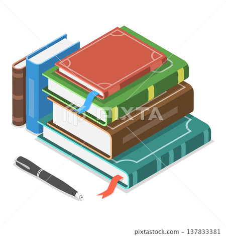 3D Isometric Flat Vector Illustration of Hands with Books, Studing and Education, Literature and Reading. Item 8 137833381