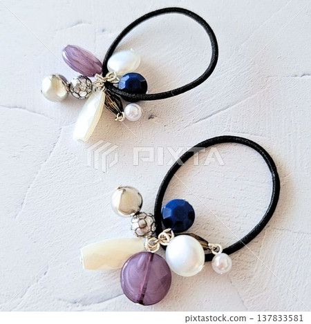 Handmade kids' hair ties with lots of colorful beads - blue and purple Handmade kids' hair ties with lots of colorful beads - blue and purple 137833581