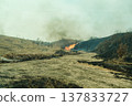 Aso Mountain controlled burning as seen from the car window 137833727