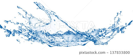 A 3D illustration of a dynamic, abstract blue splash of water on a white background. A 3D illustration of a dynamic, abstract blue splash of water on a white background. 137833800