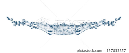A 3D illustration of a dynamic, abstract blue splash of water on a white background. A 3D illustration of a dynamic, abstract blue splash of water on a white background. 137833857