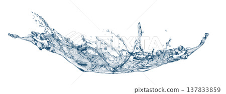 A 3D illustration of a dynamic, abstract blue splash of water on a white background. A 3D illustration of a dynamic, abstract blue splash of water on a white background. 137833859