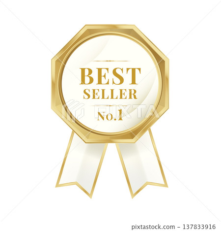 暢銷榜第一名金牌獎章（高級獎牌，帶絲帶） 137833916