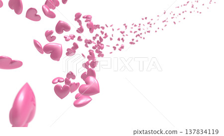 3D hearts dancing on a white background Abstract background: Love, gratitude, celebration, Valentine's Day, wedding 137834119