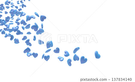 白色背景上的3D立體愛心舞動 抽象背景：愛、感恩、慶祝、情人節、婚禮 137834140