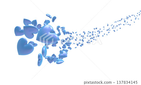 3D hearts dancing on a white background Abstract background: Love, gratitude, celebration, Valentine's Day, wedding 137834145